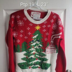 #384 Be Merry Christmas Tree Sweater sz L